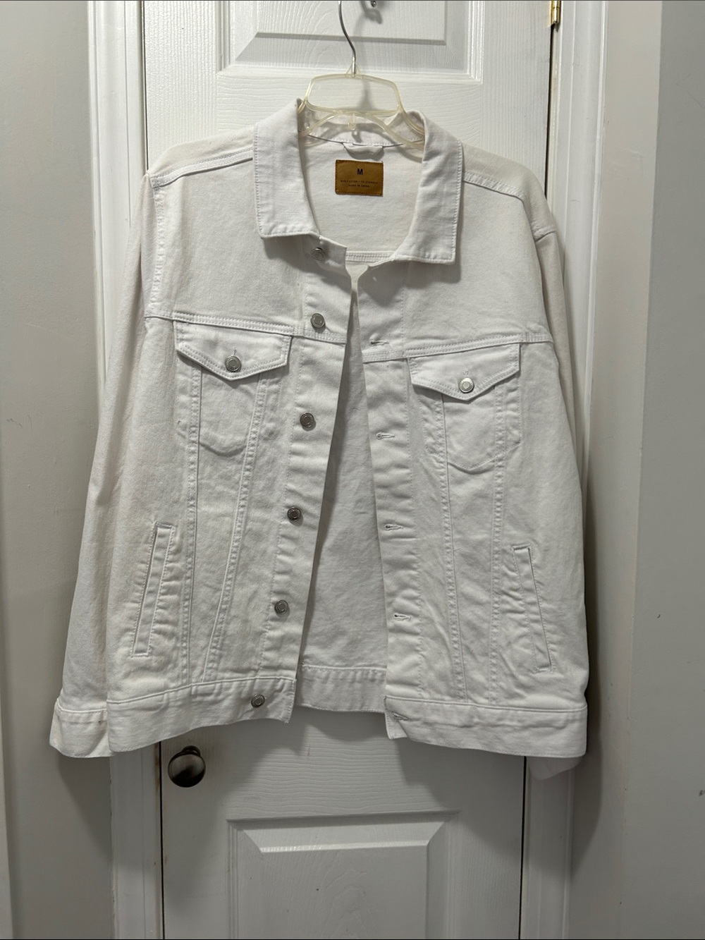 White Denim Trucker Jacket - Casual Button-Front Jacket